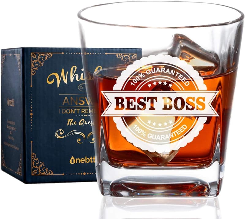Boss Day Whiskey Glass Gift for Men - Old Fashioned & Rocks
