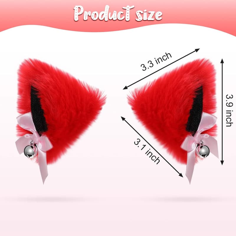 Halloween Cosplay Cat Ears Hair Clips with Bells – 3 Pairs