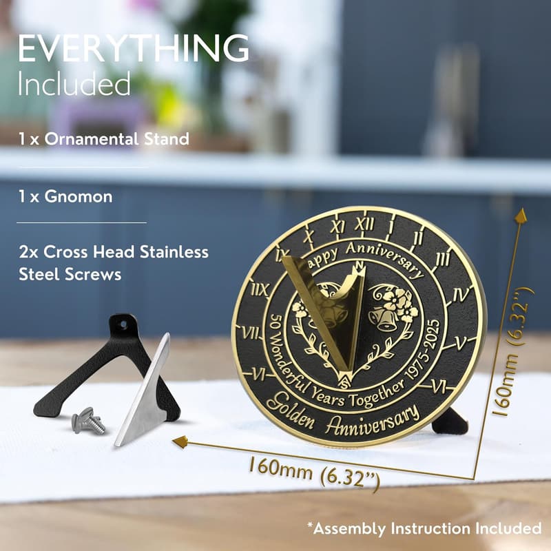 50th Anniversary Sundial - Handmade Recycled Metal Decor