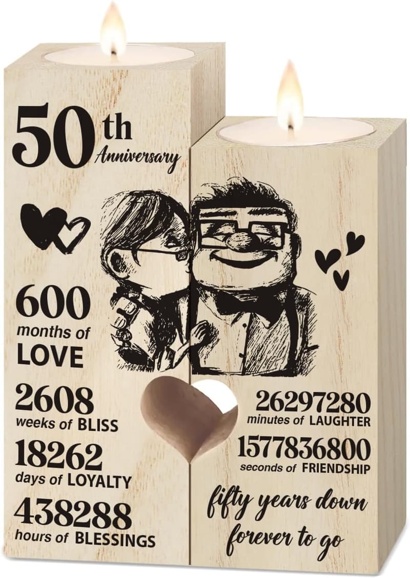 50th Anniversary Candlestick Gift for Couples