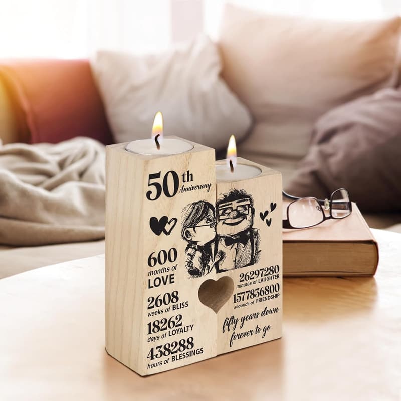 50th Anniversary Candlestick Gift for Couples