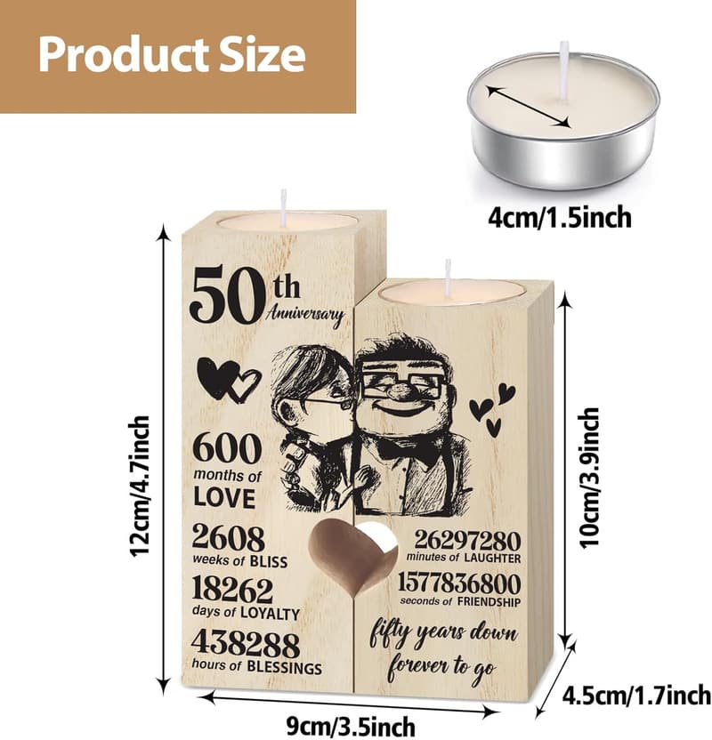50th Anniversary Candlestick Gift for Couples