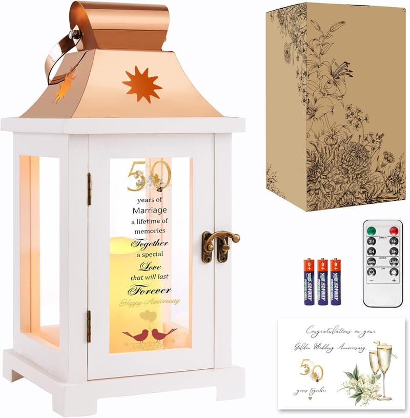 50th Anniversary Lantern - Golden Wedding Gift for Couples