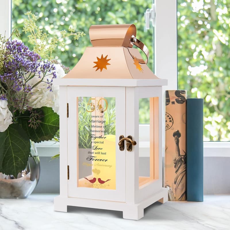50th Anniversary Lantern - Golden Wedding Gift for Couples