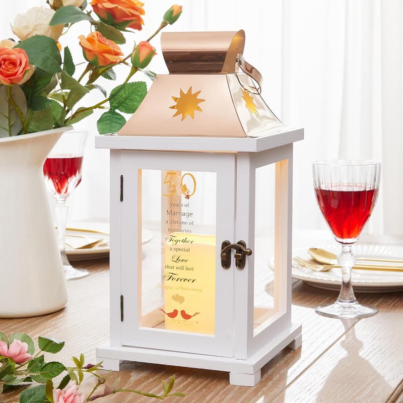 50th Anniversary Lantern - Golden Wedding Gift for Couples