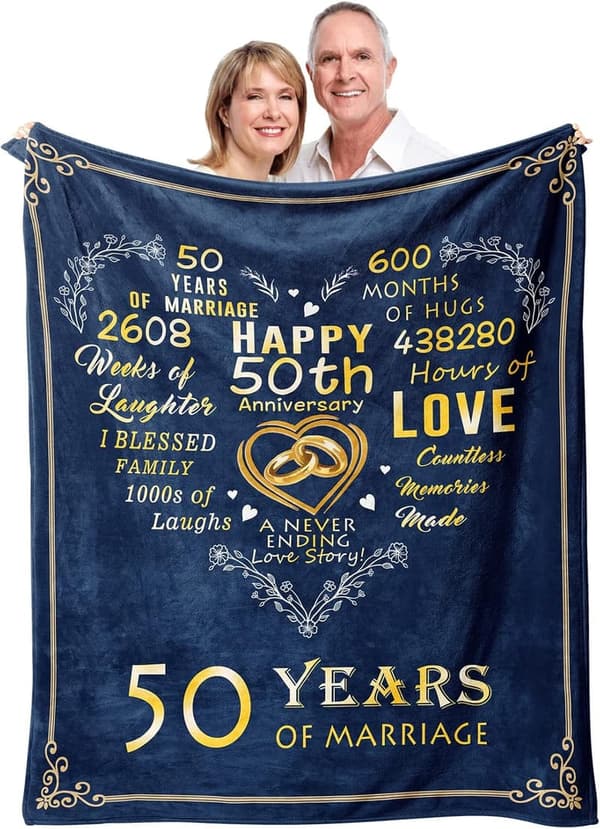 50th Anniversary Throw Blanket for Couples, 50