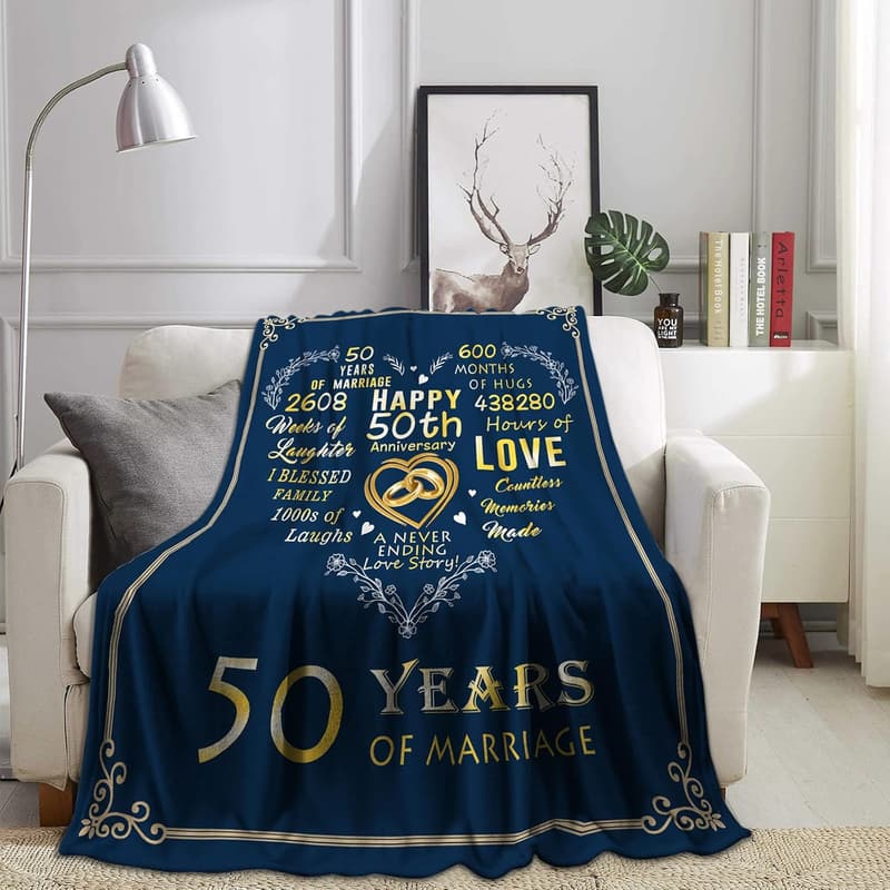 50th Anniversary Throw Blanket for Couples, 50