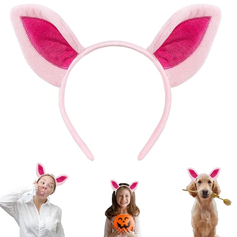 Animal Ear Headband for Halloween & Cosplay - Pig, Cat, Dog, Bunny, Fox