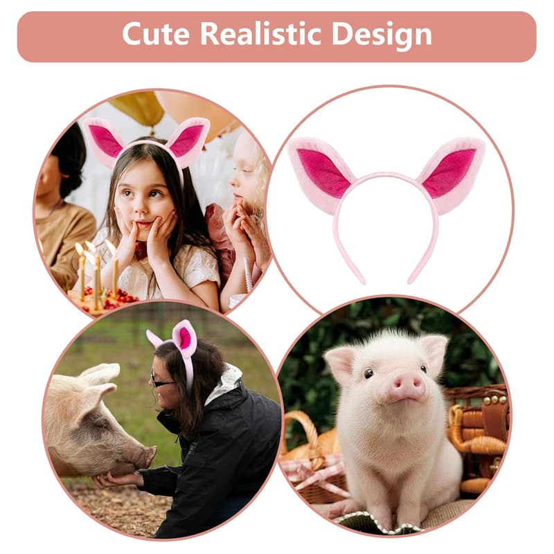 Animal Ear Headband for Halloween & Cosplay - Pig, Cat, Dog, Bunny, Fox