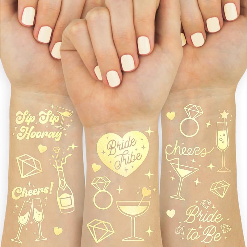 Gold Bachelorette Temporary Tattoos - 54 Pcs Party Favors