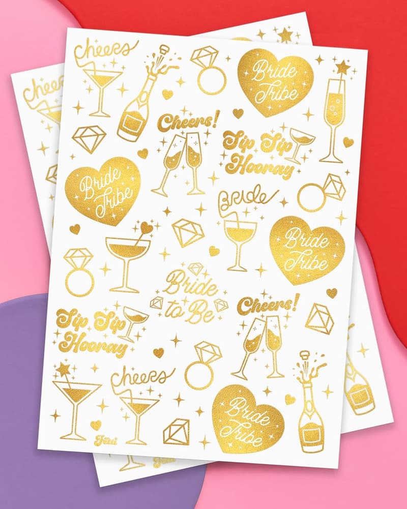 Gold Bachelorette Temporary Tattoos - 54 Pcs Party Favors