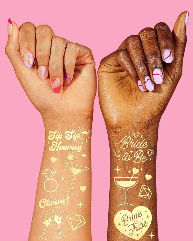 Gold Bachelorette Temporary Tattoos - 54 Pcs Party Favors
