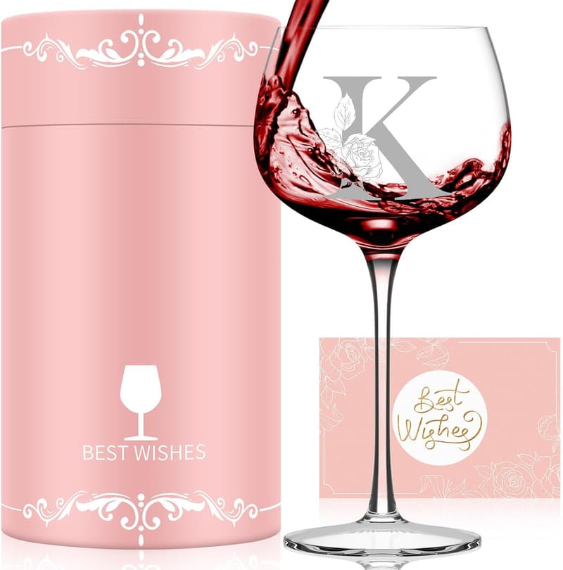 Customized Monogrammed Wine Glass for Her - Unique Gift