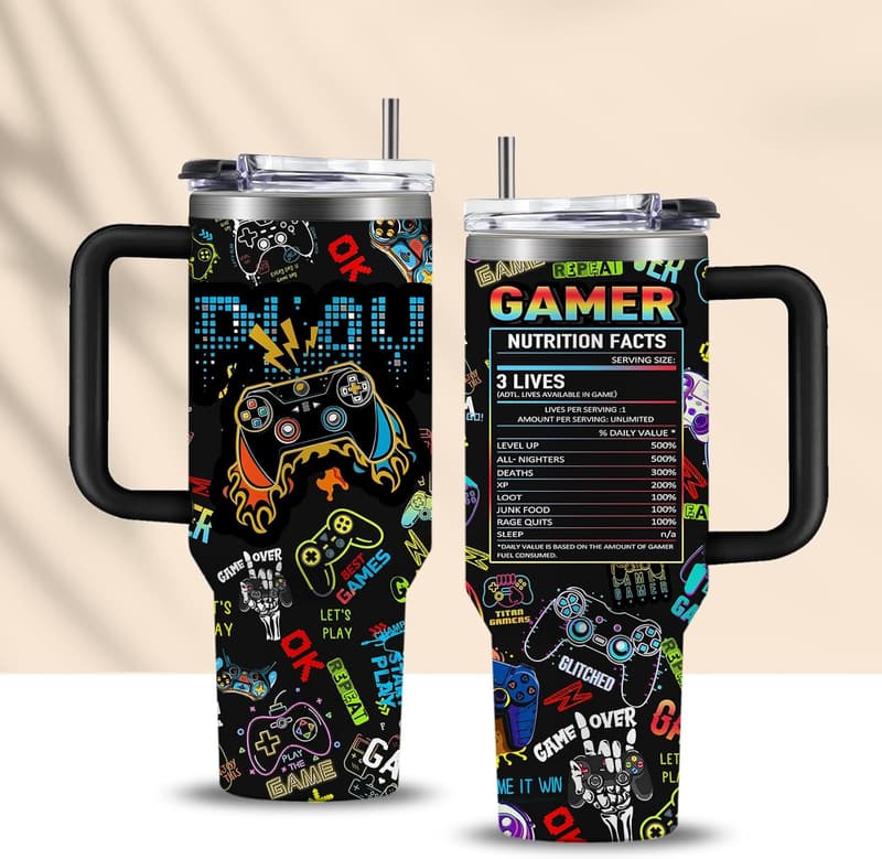 Gamer Tumbler with Handle - 40oz Insulated Travel Cup