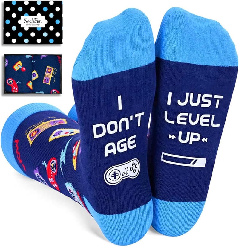Christmas Gamer Socks for Teen Boys - Fun Video Game Design