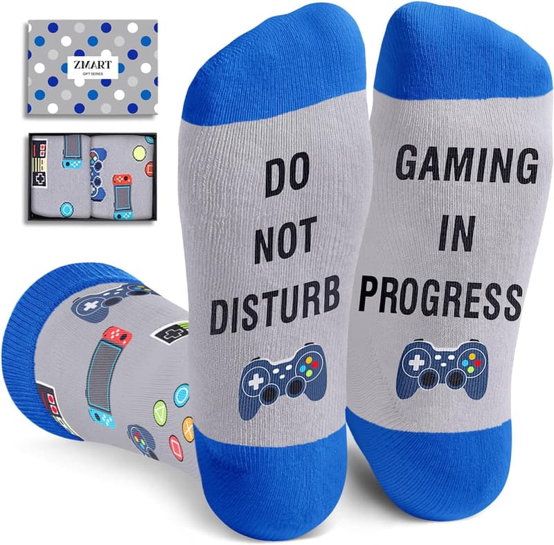 Funny Gaming Socks for Teen Boys - Cool Grey Gamer Gift