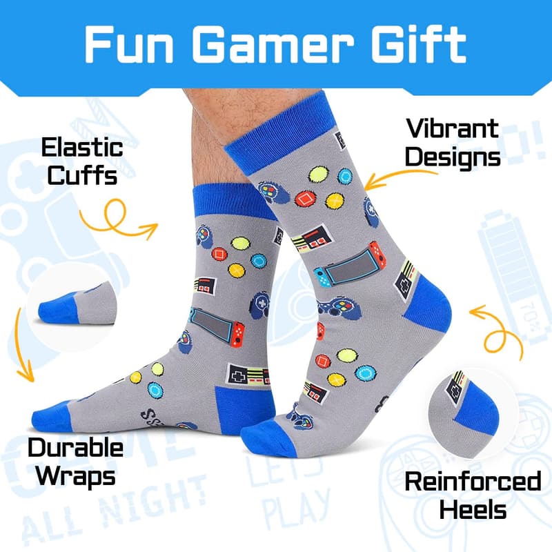Funny Gaming Socks for Teen Boys - Cool Grey Gamer Gift