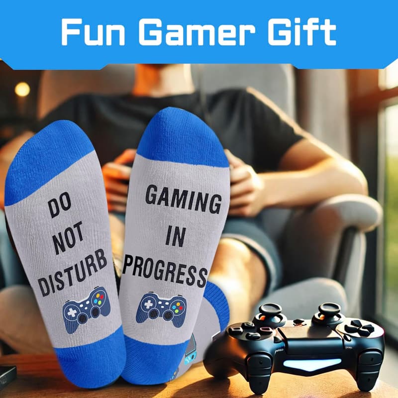 Funny Gaming Socks for Teen Boys - Cool Grey Gamer Gift