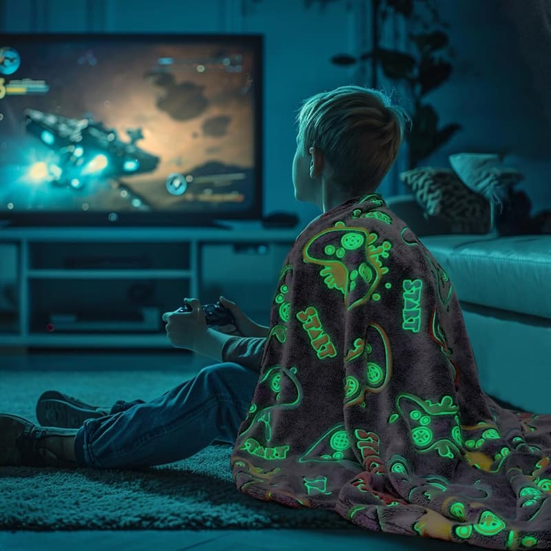 Glow in the Dark Blanket for Teen Gamers - Perfect Birthday Gift
