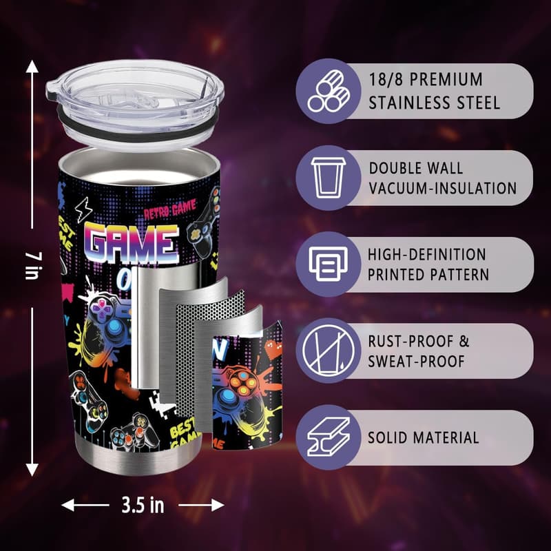 20 Oz Stainless Steel Game Controller Tumbler - Gift for Gamers
