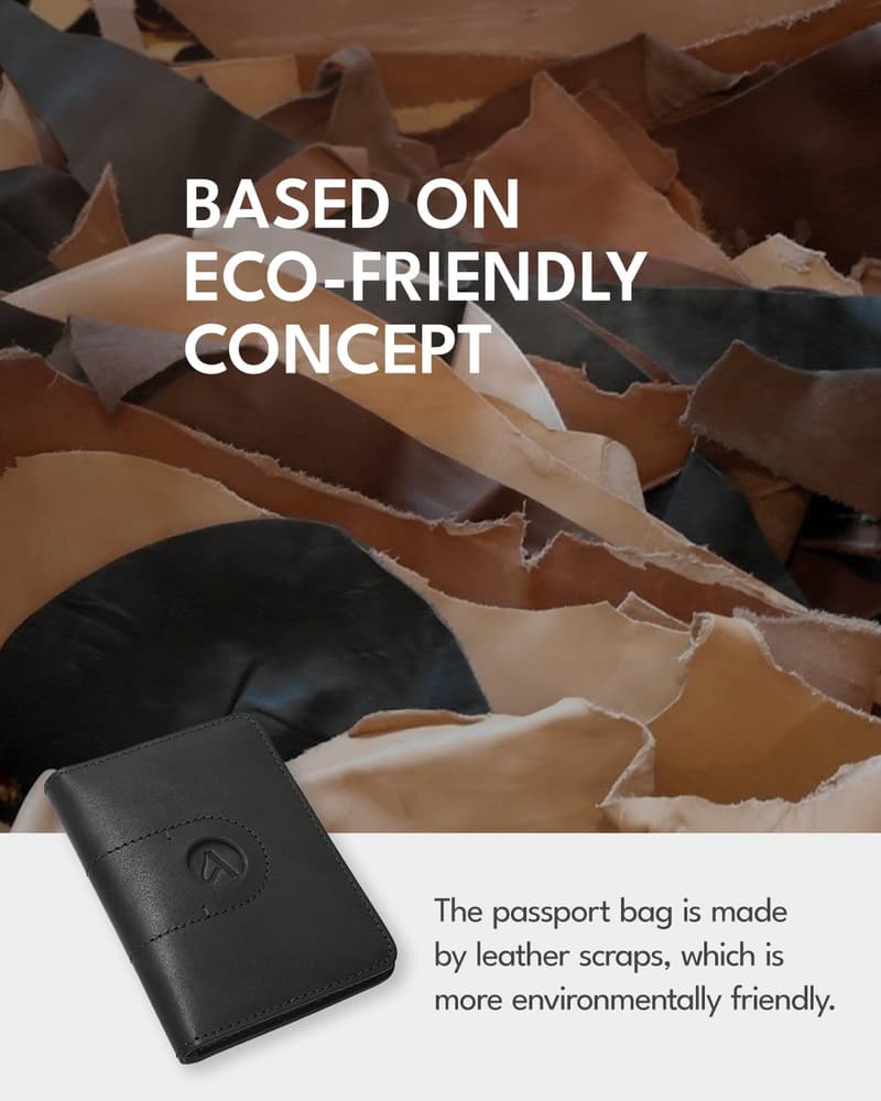 Genuine Leather Passport Holder with Airtag for Travel
