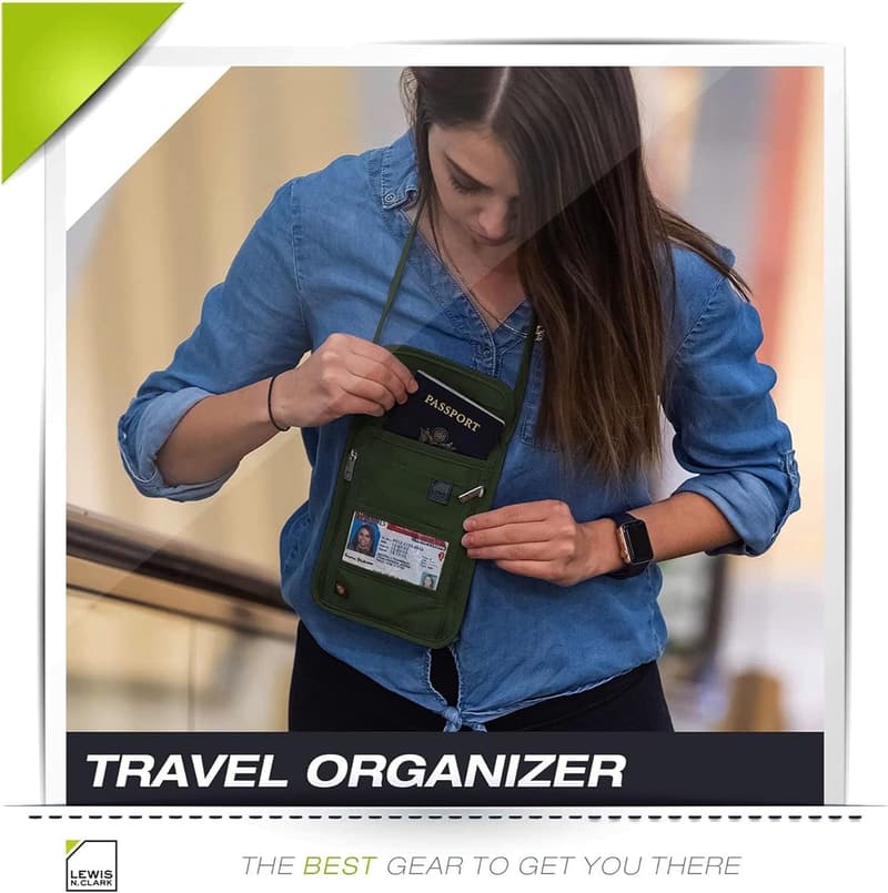 RFID Blocking Travel Wallet & Neck Pouch for Men & Women