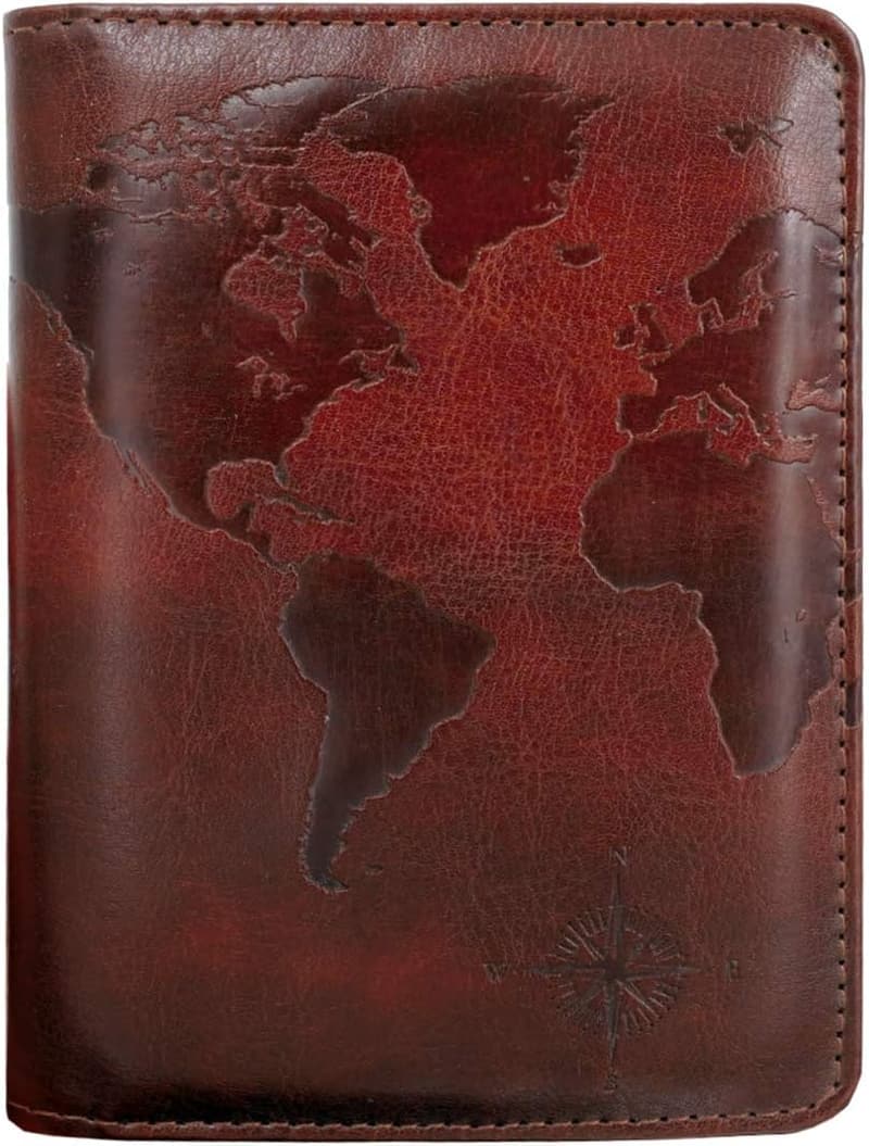 Brown Map PU Leather RFID Passport Holder for Travel