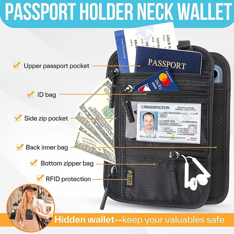 RFID Blocking Travel Passport Holder for Women & Men
