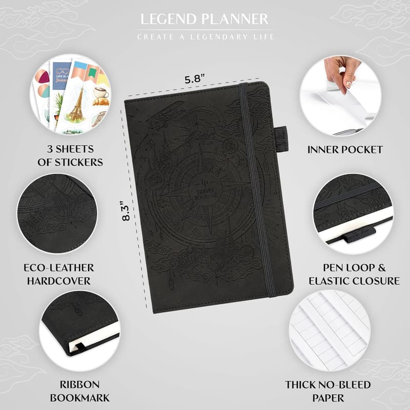 Travel Journal & Photo Album for Adventurers – Black Edition