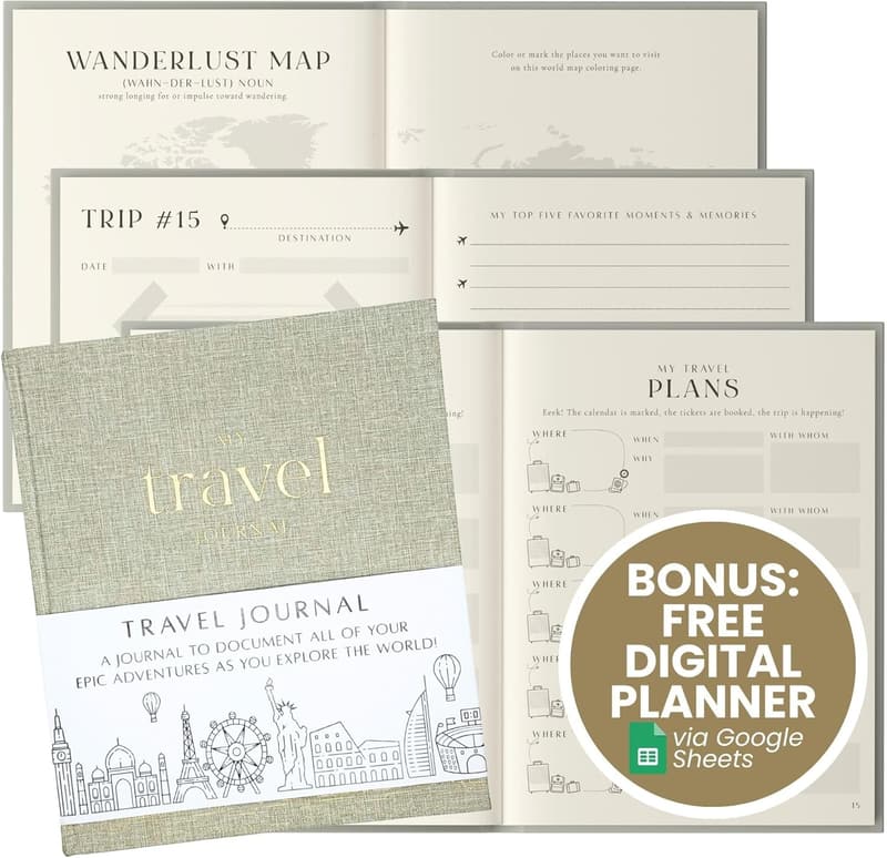 Travel Bucket List Journal for Adventurers - 210 Pages, Grey