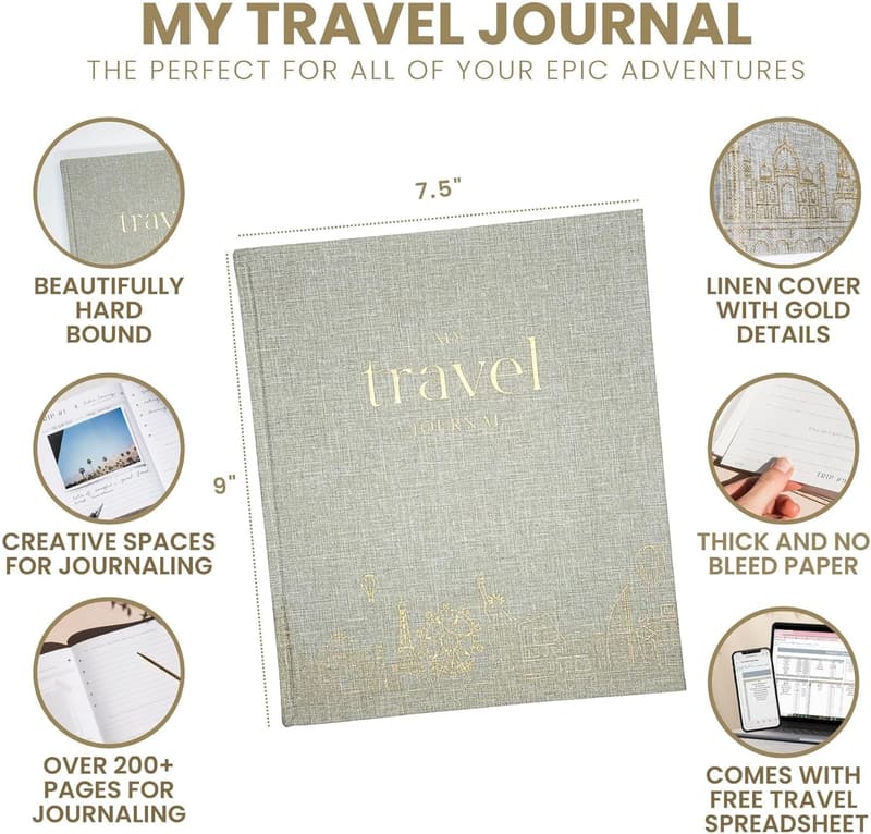 Travel Bucket List Journal for Adventurers - 210 Pages, Grey