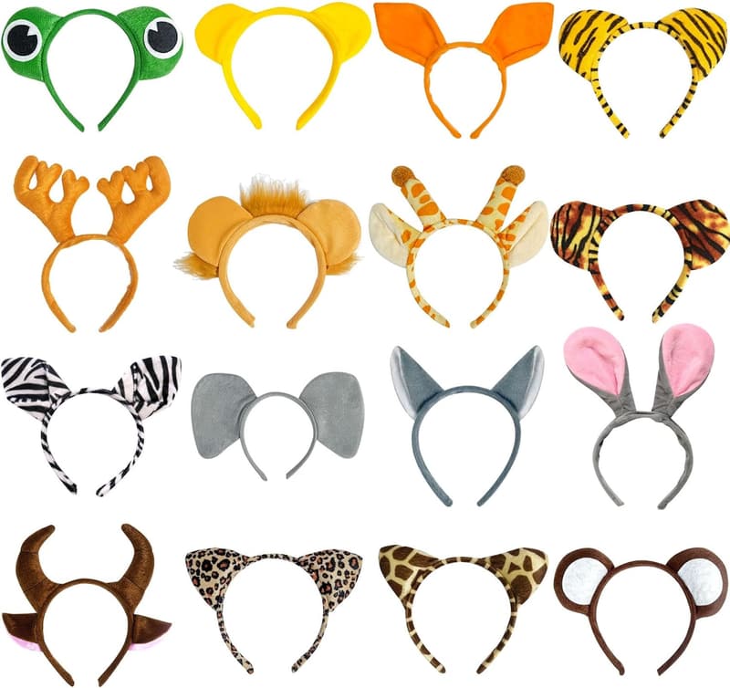 Wild One Birthday Jungle Animal Headbands - 16pcs Party Favors
