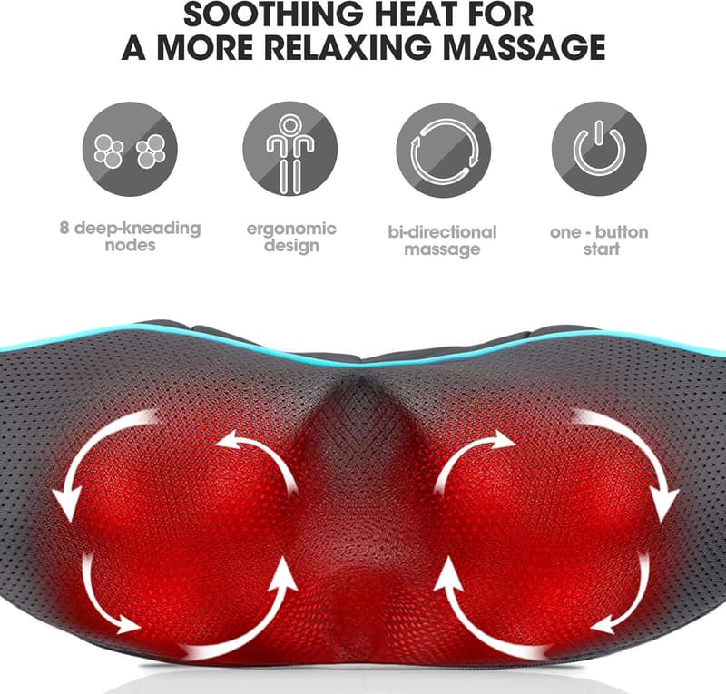 Electric Shiatsu Neck Massager with Heat - Pain Relief Gift for Parents