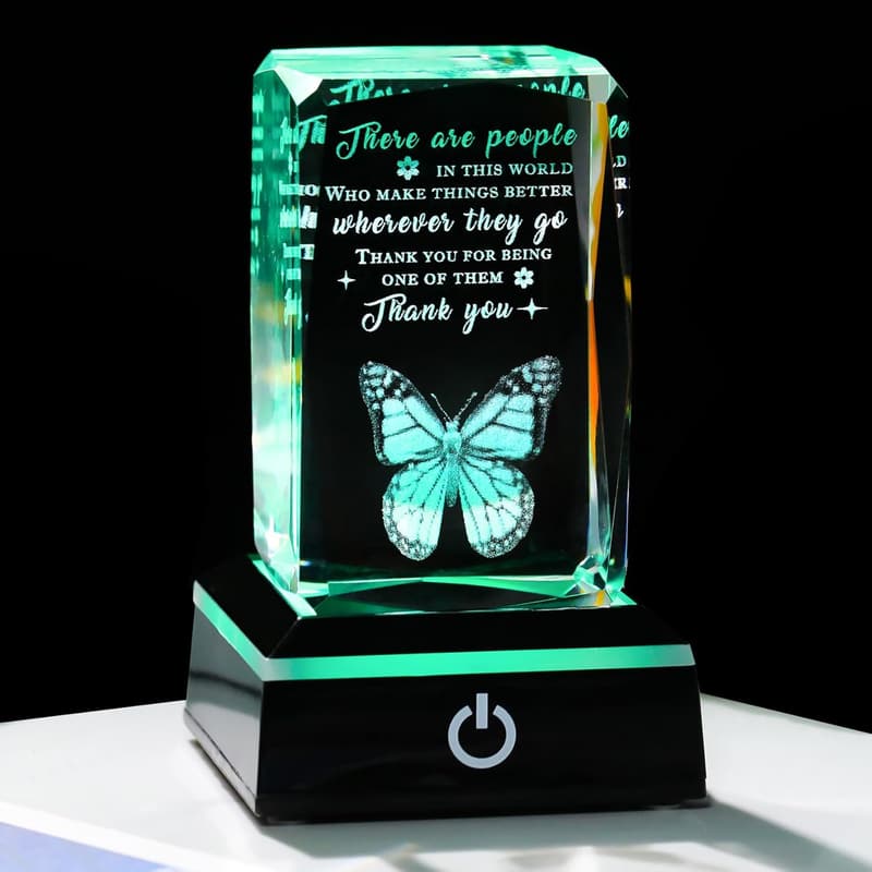 Thank You Gift - 3D Crystal Keepsake with LED Base for Women