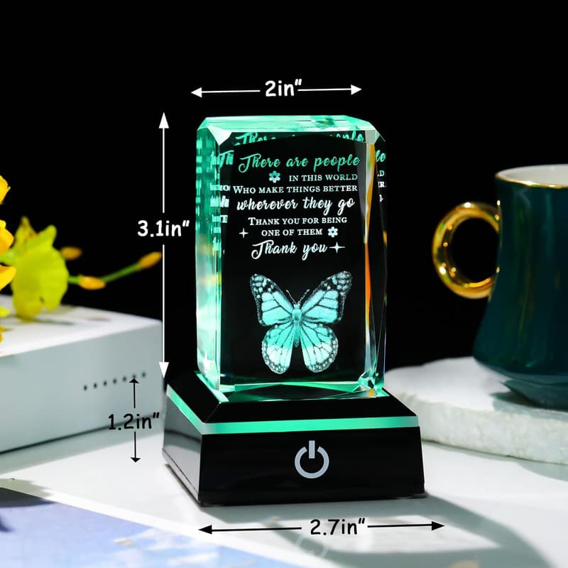 Thank You Gift - 3D Crystal Keepsake with LED Base for Women