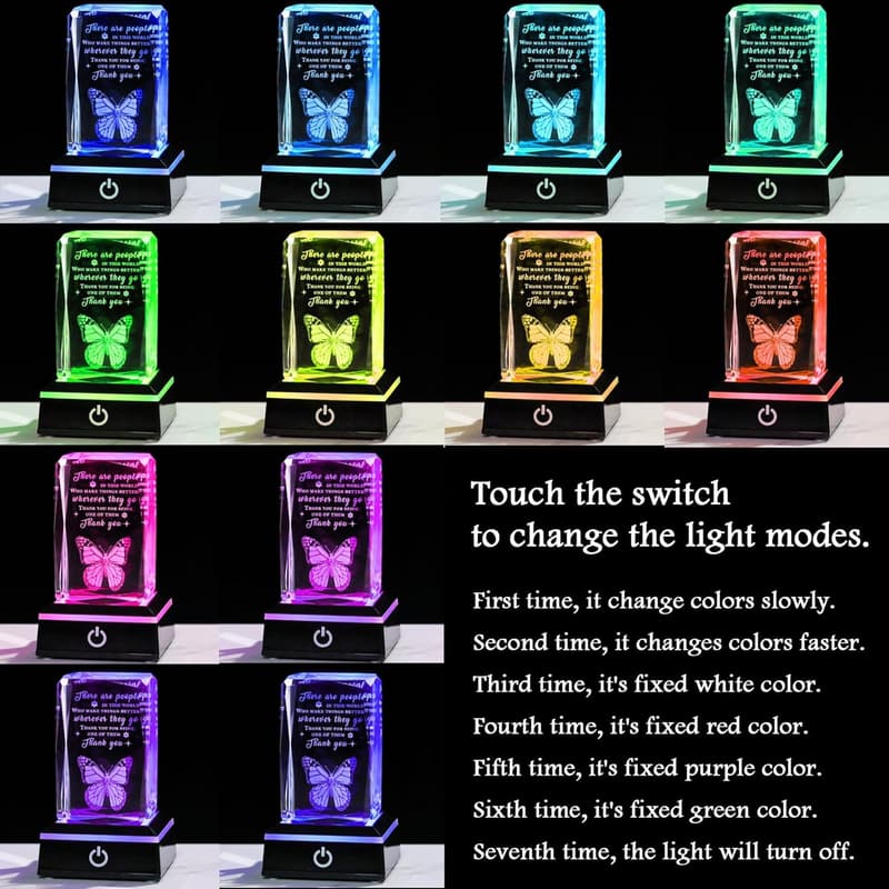 Thank You Gift - 3D Crystal Keepsake with LED Base for Women
