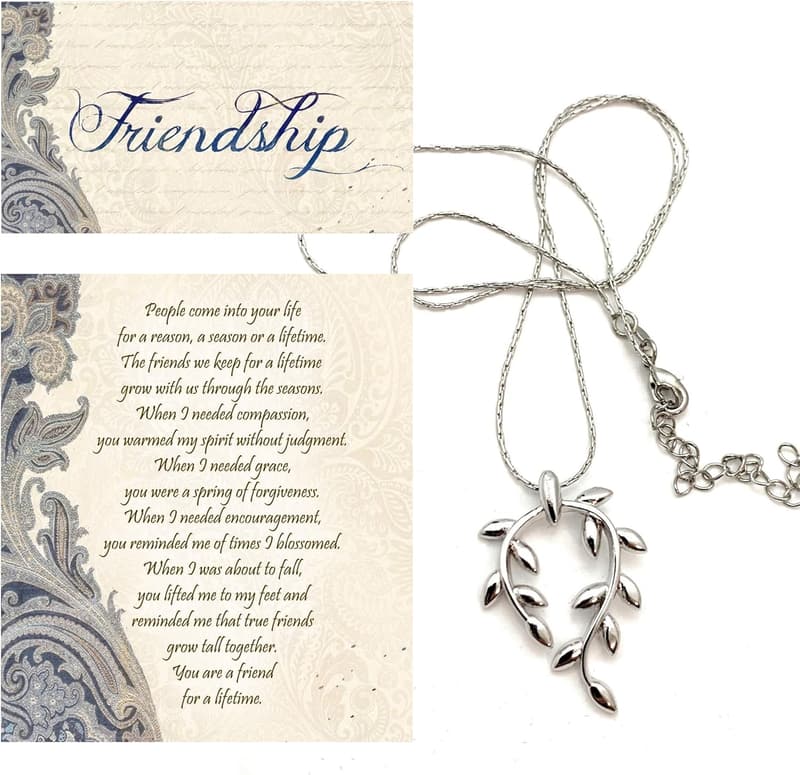 Friendship Gift Set: Platinum Vine Necklace & Greeting Card