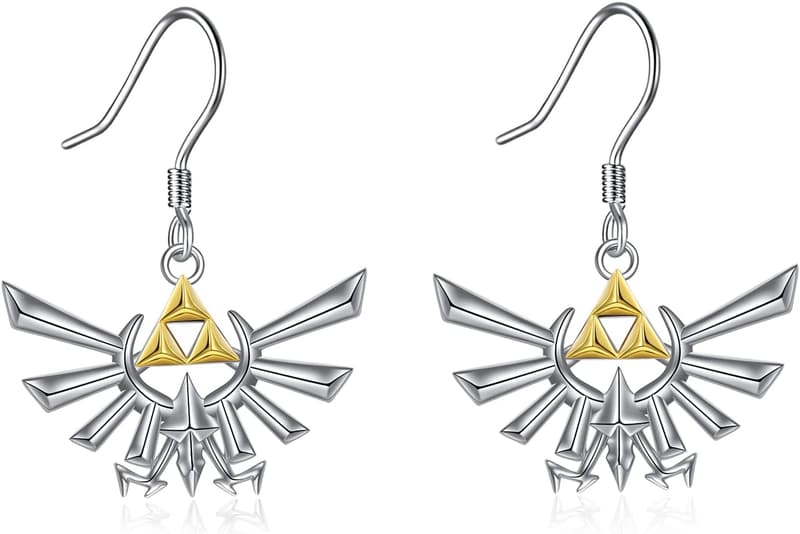 Anime Triforce Dangle Earrings in Sterling Silver - Gift for Women