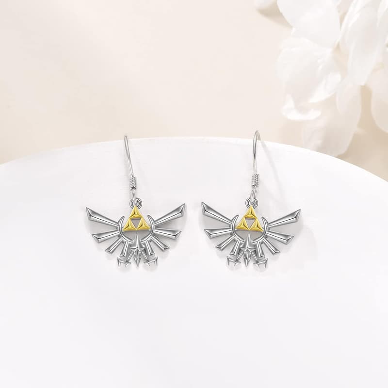 Anime Triforce Dangle Earrings in Sterling Silver - Gift for Women