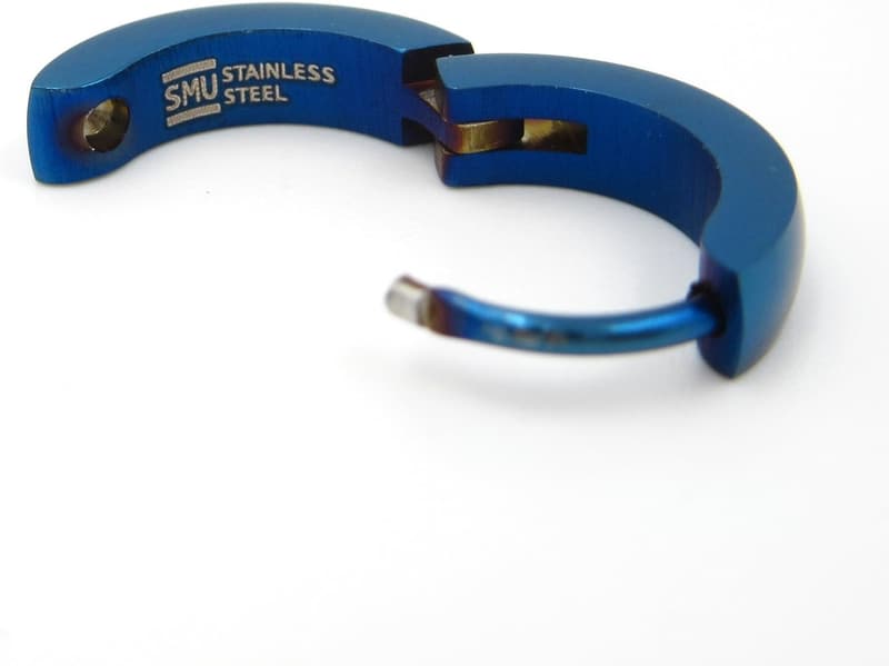 Blue Plated Stainless Steel Curve Hoop Earrings