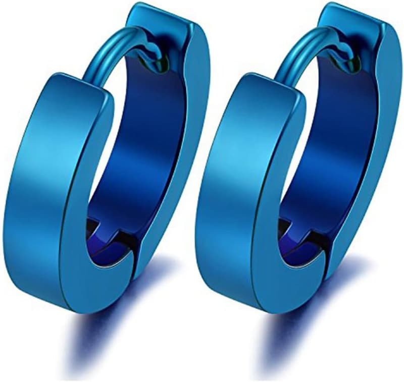 Hypoallergenic Blue Stainless Steel Huggie Earrings for All