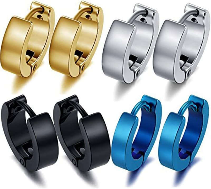 Hypoallergenic Blue Stainless Steel Huggie Earrings for All