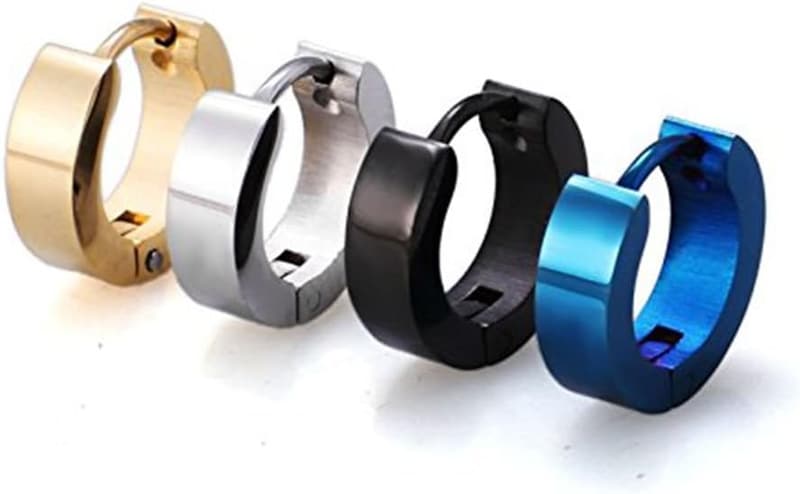 Hypoallergenic Blue Stainless Steel Huggie Earrings for All