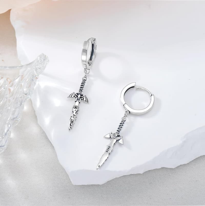 Sterling Silver Triforce Dangle Earrings for Anime Fans
