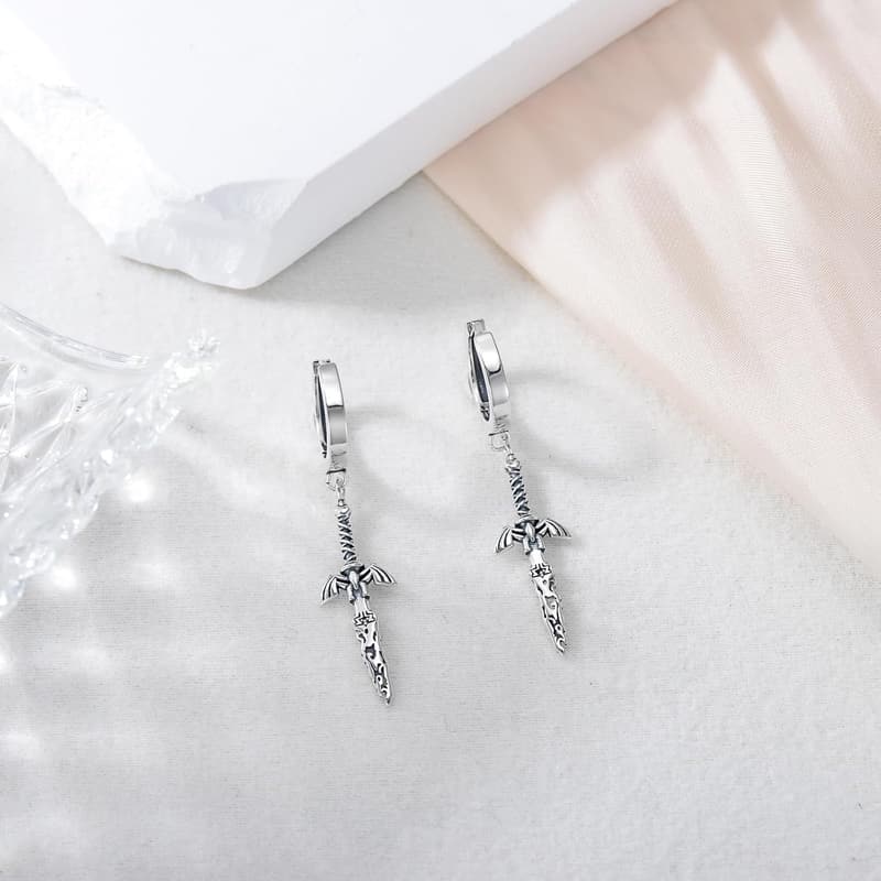 Sterling Silver Triforce Dangle Earrings for Anime Fans