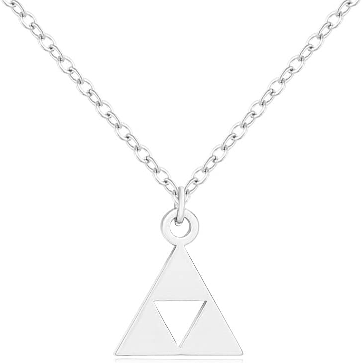 14K Gold Triangle Game Pendant Necklace and Earring Set