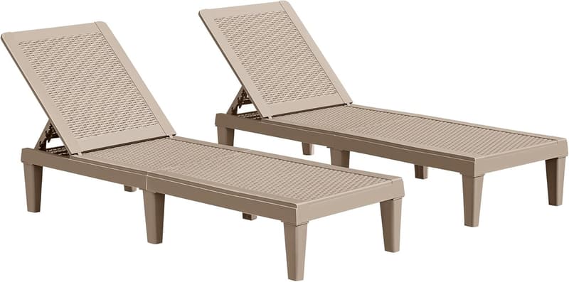 Outdoor Adjustable Chaise Lounge Chair Set for Pool or Garden