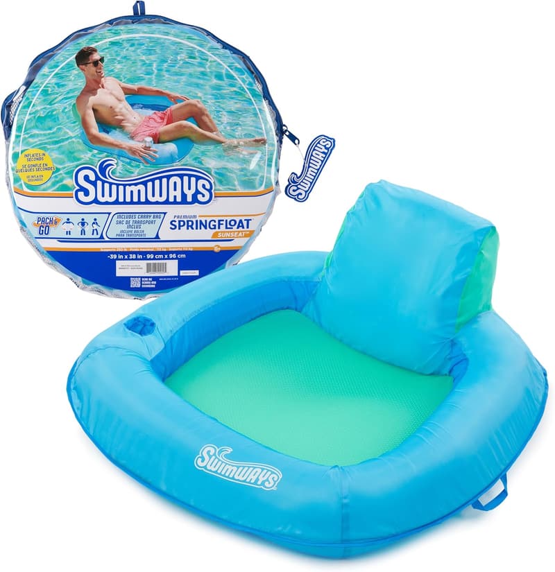 Sky Blue Inflatable Pool Float Chair for Adults