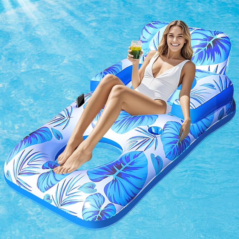 Inflatable Pool Lounger with Cup & Phone Holders - 65
