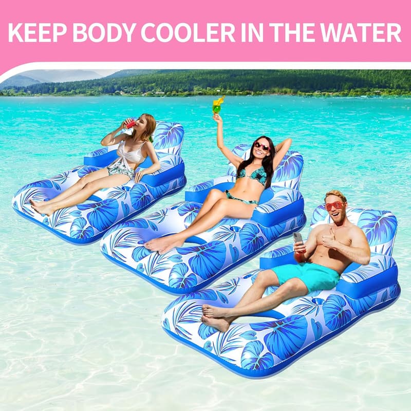 Inflatable Pool Lounger with Cup & Phone Holders - 65